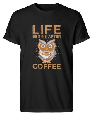 LIFE BEGINS AFTER COFFEE - Herren RollUp Shirt