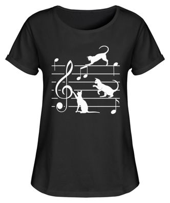 KATZEN MUSIK NOTEN - Damen RollUp Shirt