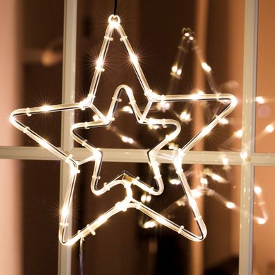 LED Lichterschlauch Stern mit 30 LED - ca. 28 x 27 cm - Weihnachtsstern zum Hängen
