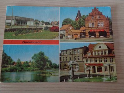 5692 Postkarte, Ansichtskarte - Gadebusch-Kaufhalle, Rathaus, Burgsee, Markt