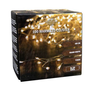Lichterkette 100 Warm LED Cluster - 100cm - Silber Leuchtdraht mit Timer