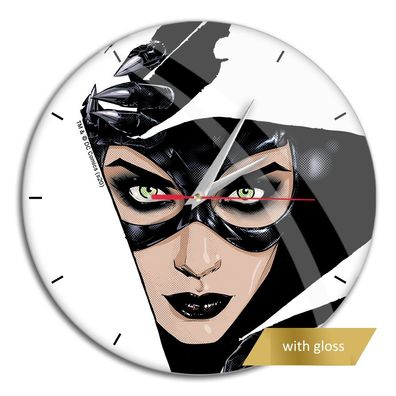 Wanduhr glänzend Catwoman Uhr Clock Helden DC Marvel