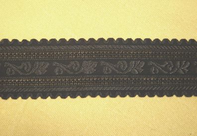 Jacquard Borte Webband Trachtenborte schwarz durchbrochen 5 cm breit je 1 m