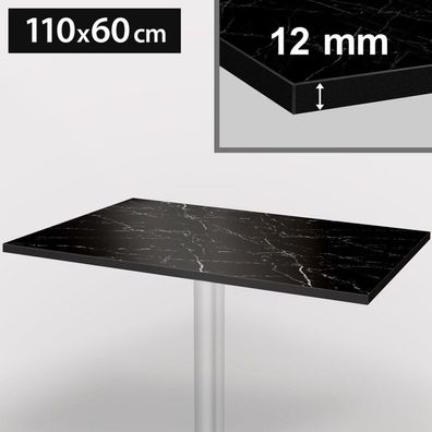 Bistro Terrassen Tischplatte | 110x60cm | Schwarz | 100% HPL | Compact Werzalit