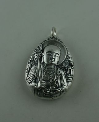 Silber Anhänger Buddha 999 Silber Amulett tribal 2 Seiten