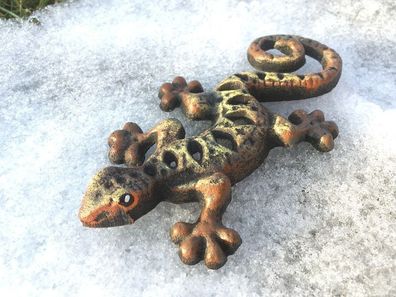 Salamander Eidechse Gecko Deko Figur aus Gusseisen