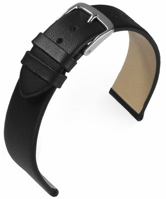 EULIT Uhrenarmband 12mm | Nappaleder, schwarz | Edelstahl Dornschließe