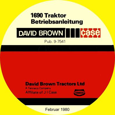 David Brown CASE Traktor 1690 Bedienunganleitung 131 Seiten