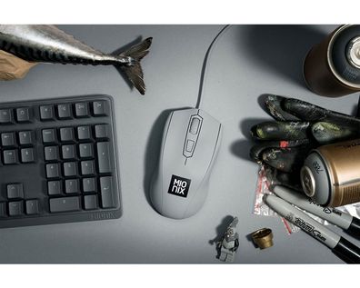 Mionix Gaming + Artists Maus Avior Shark Fin Grau Optisch USB PC Mouse 5000 DPI