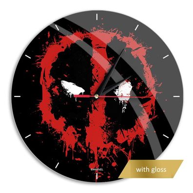 Wanduhr glänzend Deadpool Marvel Black Uhr Clock