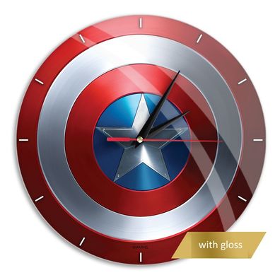 Wanduhr glänzend Captain America Marvel Red Uhr Clock DC