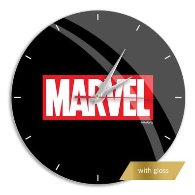 Wanduhr glänzend Marvel Black Uhr Clock DC Helden