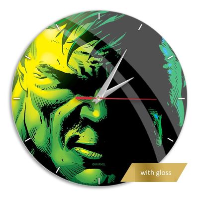 Wanduhr glänzend Hulk Marvel Green Uhr Clock Helden