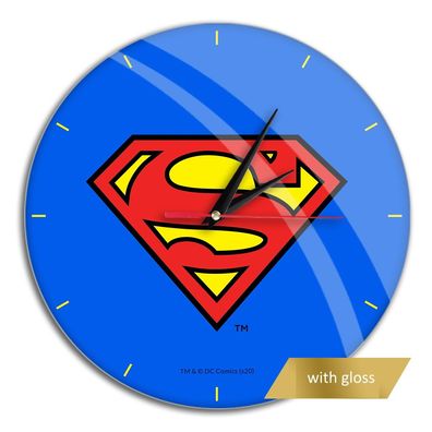 Wanduhr glänzend Superman blau Marvel DC Helden Uhr Clock