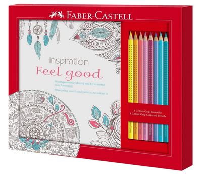 Faber-Castell 201434 - Ausmalset Feel Good mit 8 Colour Grip Buntstiften