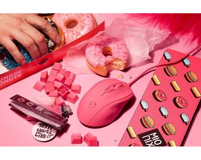 Mionix Gaming + Artists Maus Castor Frosting Pink Optisch USB PC Mouse 5000 DPI