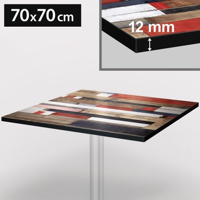 Bistro Terrassen Tischplatte | 70x70cm | Vintage Bunt | 100% HPL | Compact Werzalit