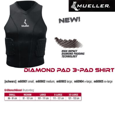 Mueller Diamond Pad 3-Pad Shirt, L / Inhalt 1 Stück
