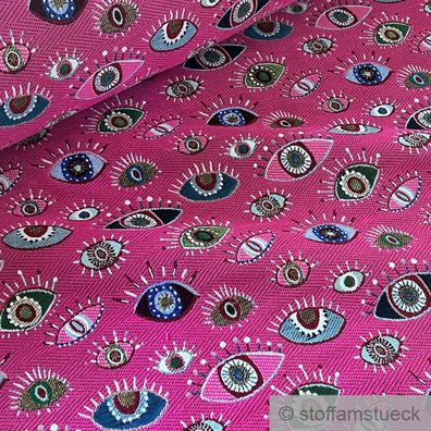 Stoff Baumwolle Polyester Gobelin pink Auge blickdicht Dekostoff Augen
