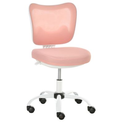 Vinsetto Bürostuhl ohne Armlehnen Höhenverstellbar Weiß + Rosa 46 x 51 x 78-87,5 cm