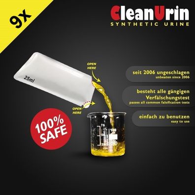 9x 25ml CLEAN URIN Beutel synthetischer fake Urin - original CleanU - Bestpreis !!!