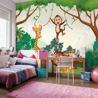 Muralo VINYL Fototapete XXL TAPETE Kinder lustige Tierchen Wald 2848