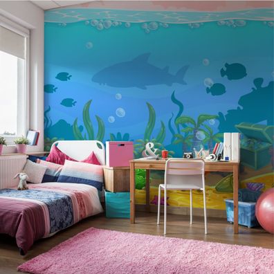 Muralo VINYL Fototapete XXL TAPETE Kinder Unterwasserschatz Fische 2872