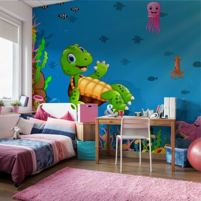 Muralo VINYL Fototapete XXL TAPETE Kinder Schildkröte Fische Ozean Wasser 2906