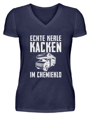 ECHTE KERLE KACKEN IM Chemieklo - V-Neck Damenshirt