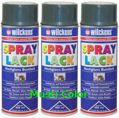 3x 400ml Wilckens Lackspray Spraydose Sprühlack Spraylack Farbe Anthrazitgrau RAL7016