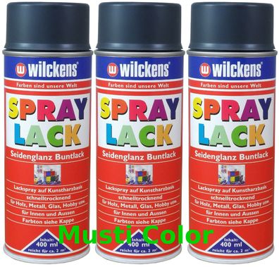 3x 400ml Wilckens Lackspray Sprühlack Spraylack Farbe Anthrazitgrau RAL7016