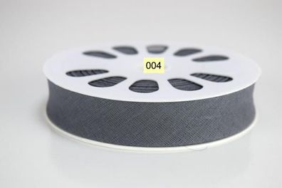 20 m. Schrägband Baumwolle Nr.004 Grau auf 20 mm. gefalzt Kantenband