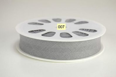 20 m. Schrägband Baumwolle Nr.007 Hellgrau auf 20 mm. gefalzt Kantenband