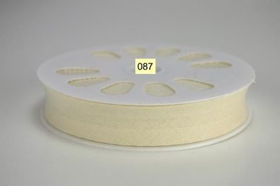 20 m. Schrägband Baumwolle Nr.087 Ecrue auf 20 mm. gefalzt Kantenband