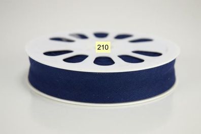 20 m. Schrägband Baumwolle Nr.210 Dunkelblau auf 20 mm. gefalzt Kantenband