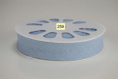 20 m. Schrägband Baumwolle Nr.259 Hellblau auf 20 mm. gefalzt Kantenband