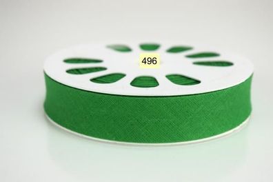 20 m. Schrägband Baumwolle Nr.496 Grasgrün auf 20 mm. gefalzt Kantenband