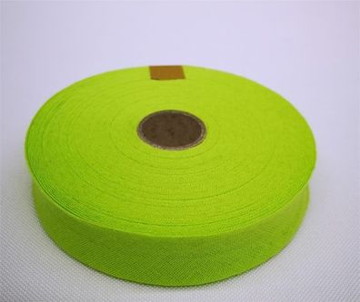 20 m. Schrägband Baumwolle Nr.526 Lime auf 20 mm. gefalzt Kantenband
