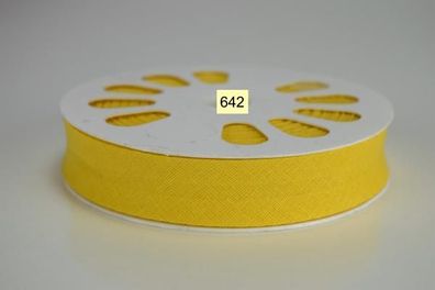 20 m. Schrägband Baumwolle Nr.642 Gelb auf 20 mm. gefalzt Kantenband
