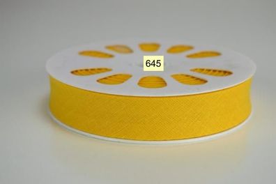 20 m. Schrägband Baumwolle Nr.645 Maisgelb auf 20 mm. gefalzt Kantenband