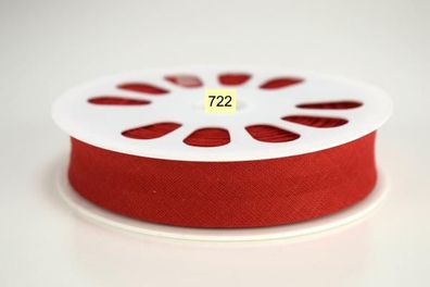 20 m. Schrägband Baumwolle Nr.722 rot auf 20 mm. gefalzt Kantenband