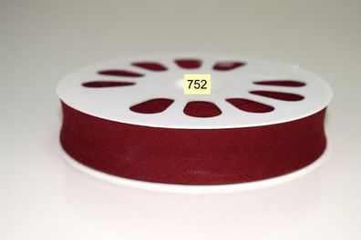 20 m. Schrägband Baumwolle Nr.752 Bordeaux auf 20 mm. gefalzt Kantenband