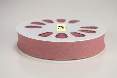 20 m. Schrägband Baumwolle Nr.776 Altrosa auf 20 mm. gefalzt Kantenband