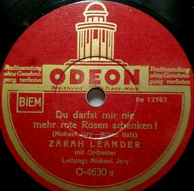 Zarah Leander ".. und dann tanz´ ich einen Czardas / Du darfst mir.. " Odeon 1940