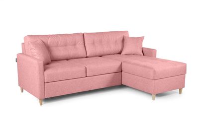 Ecksofa Schlafsofa MOLDE Stoff (FUEGO) Rosa Ottomane Rechts