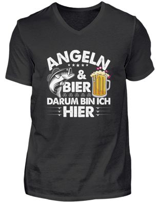 ANGELN&BIER DARUM BIN ICH HIER - Herren V-Neck Shirt