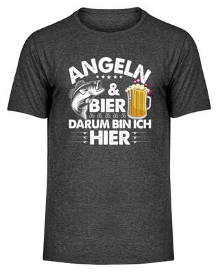 ANGELN&BIER DARUM BIN ICH HIER - Herren Melange Shirt
