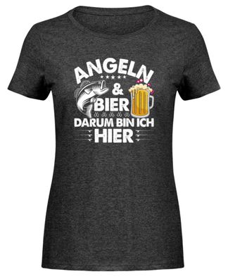 ANGELN&BIER DARUM BIN ICH HIER - Damen Melange Shirt