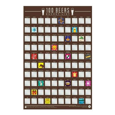Poster 100 Beers Gift Republic Bier Liste Bucket Rubbel Bild 42x59cm interaktiv