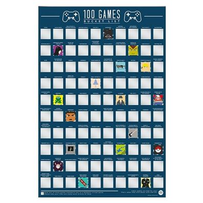 Poster 100 Games Gift Republic Video Spiel Bucket List Rubbel 42x59cm interaktiv